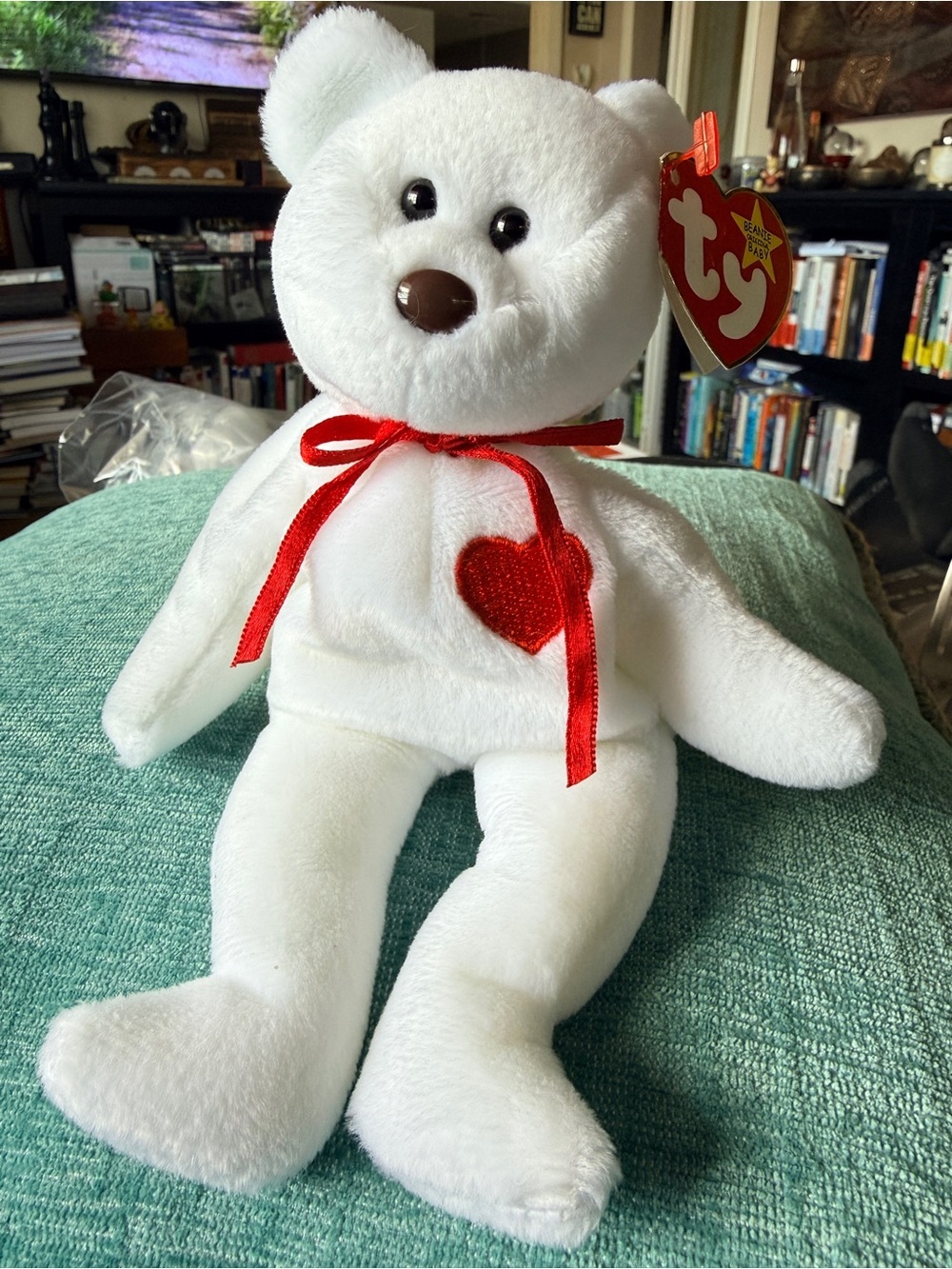 Ty 4058 Valentino Bear Beanie Baby 1993/1994 brown nose